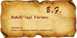 Bakányi Ferenc névjegykártya